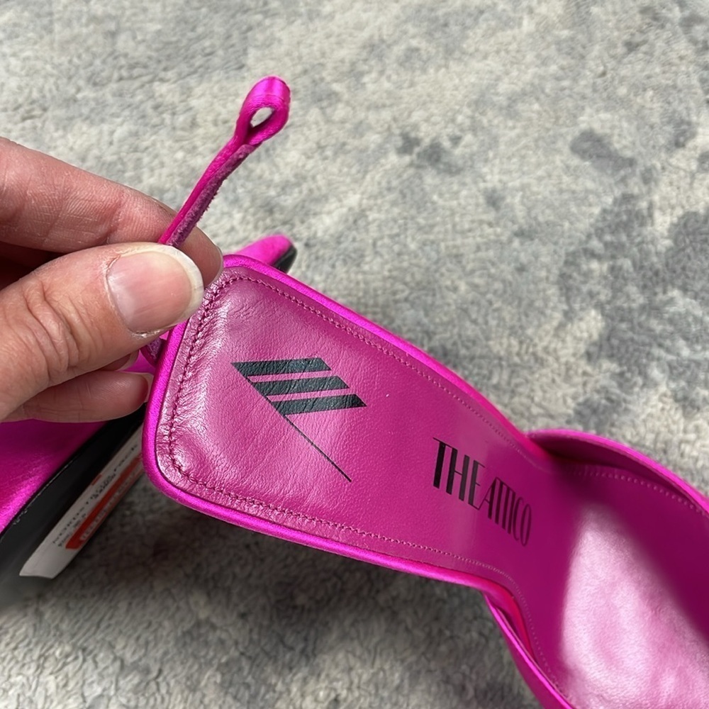 New The Attico Perine Satin Pumps Pointed Toe Fuchsia Pink Sz 36.5 - Picture 13 of 16